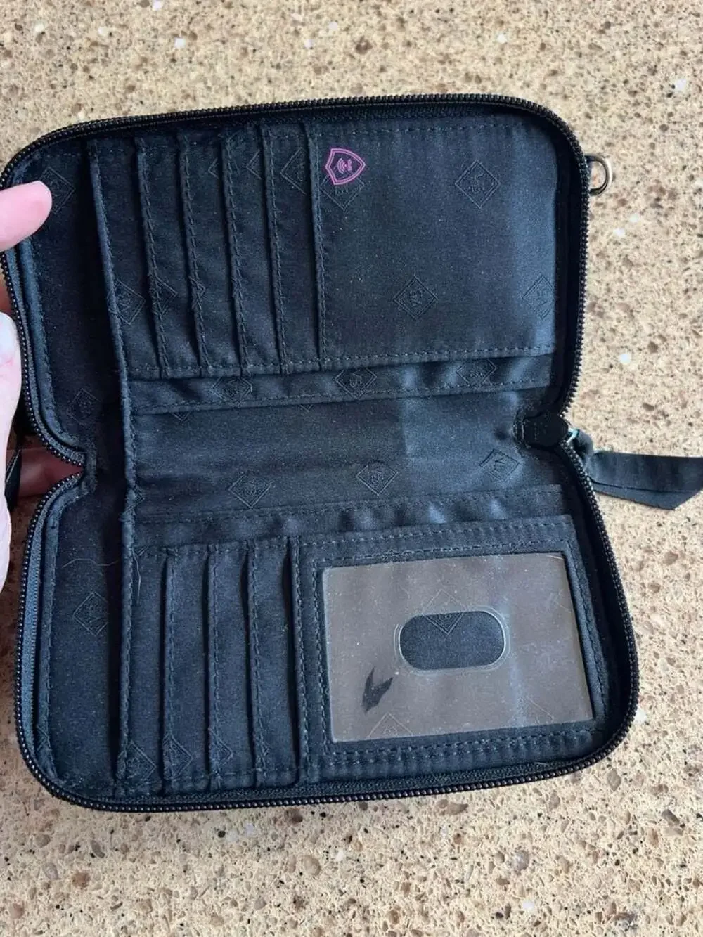Vera Bradley RFID All in One Wallet Black Quilted (Crossbody Strap not included)